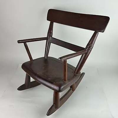 Antique Wooden Toddler Kids Children’s Rocking Arm Chair Farmhouse Vintage • $30.40