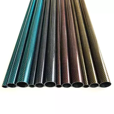 2Pc 50cm 3k Red/Blue/Yellow Carbon Fiber Metallic Tube Roll Wrapped Plain Glossy • £29.14