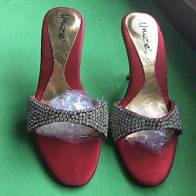 Ladies Unze Shoes Size 6 Mule Pink Gold & Rinestones Diamanté Prom Evening BNWOB • £17.50