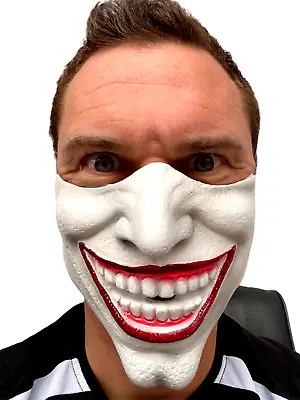 Joker Face Mask White Big Teeth Adult Costume Accessory Halloween Half Masks • $46.45