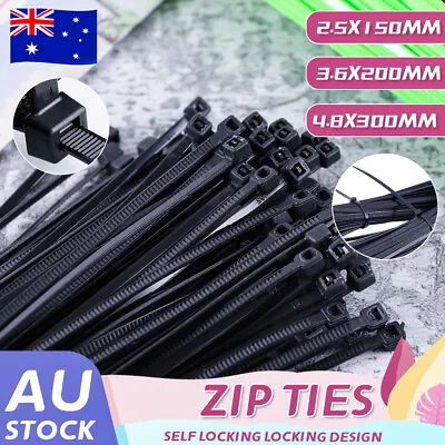 Black Cable Ties Zip Ties Long Short Small Thick Thin Long Heavy Duty 100-1000pc • $9.59