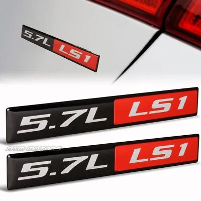 2x Universal Red / Black 5.7L LS1 Aluminum Adhesive Decal Emblem Badge Sticker • $8.88