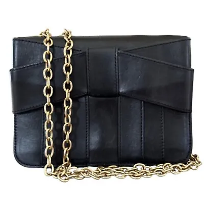 $49 • Buy ZAC POSEN Z Spoke Black Leather Bow Crossbody Chain Strap