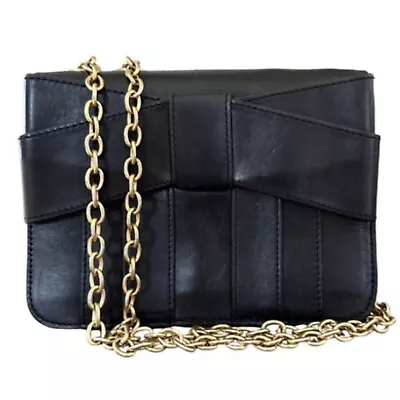 ZAC POSEN Z Spoke Black Leather Bow Crossbody Chain Strap • $49