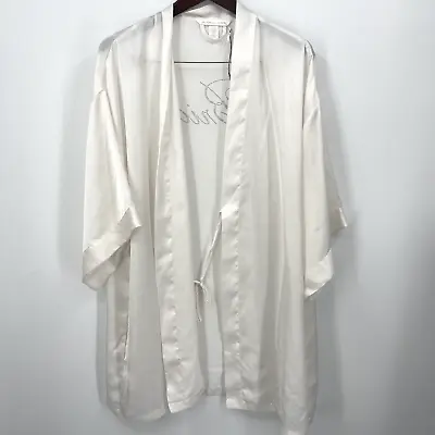 Victorias Secret Robe Bride Womens Size M/L White Satin Wedding Kimono Jeweled • $11.16