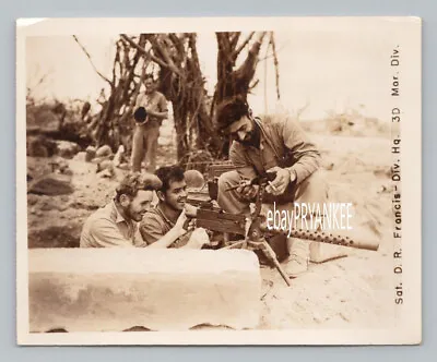 WW2 Type-1 USMC IWO JIMA Photo COMBAT Marines With M1919 BROWNING By D R Francis • $149.95