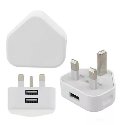 Mains 3 Pin UK Plug 3 AMP USB Adapter Wall Charger Home Charging For Phones • £2.59