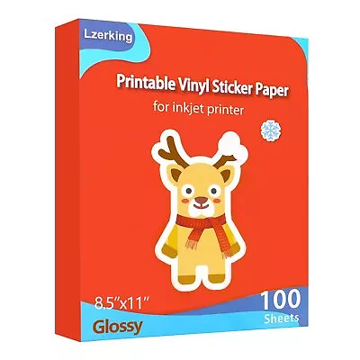Lzerking Printable Vinyl Glossy Sticker Paper For Inkjet Printer 100 Sheets W... • $38.92
