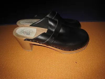 Women's Maguba Black Leather Swedish Clogs (size 41 Us 11) • $29.95