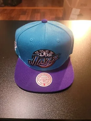 Mitchell & Ness Utah Jazz Paintbrush Snapback Hat Cap Teal/Purple/White • $37.99