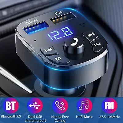 Wireless Bluetooth 5.0 Car FM Transmitter Adapter 2USB PD Charger AUX Hands-Free • £4.99