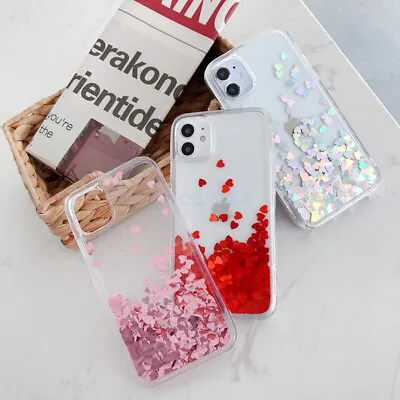 $17.36 • Buy Liquid Glitter Heart Soft Case Cover For IPhone 12 Pro Max 11 XS Max XR 7 8 Plus