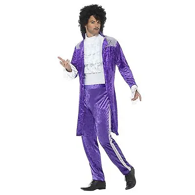 80s Mens Purple Musician Prince Queen Suit Jacket Trousers Fancy Dress Costume • £28.84