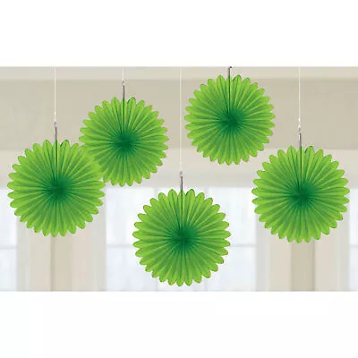 Green Paper Fans Decorations Hanging Green Marquee Ceiling Party Decorations X 5 • £3.50