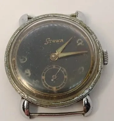 Vintage Wrist Watch Stowa German WWII Military Black Dial • $70