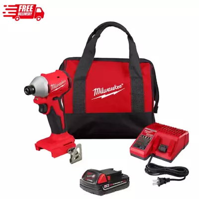 M18 18-Volt Lithium-Ion Compact Brushless Cordless 1/4 In. Impact Driver Kit • $105