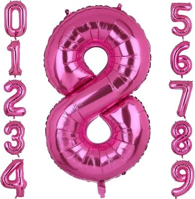 Pink Large Number Foil Balloons Happy Birthday Party Balloon Wedding  Helium • $3.10