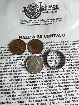 🔥RARE!!! JOHNSON Half & 20 Centavo Scotch & Soda Collectible Coin Magic🔥🔥 • $48