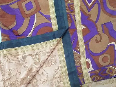 Om Vintage Indian Sari Art Silk Sarong Print Peach Saree Fabric  5Yard ZA11330 • $19.70