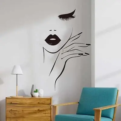 35  Eyelash Studio Spa Nail Hair Salon Color Wall Sticker Fashion Woman Decor • $38.87