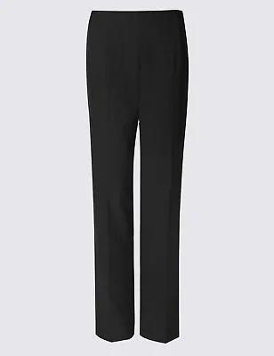£14.99 • Buy * BNWT M&S Black Straight Leg Trousers 12s 12L 14L 18L Office Business   (ST349)