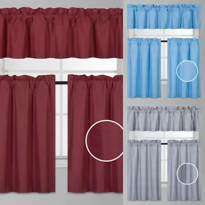 Kitchen Or Bathroom Complete Set Curtain Window Rod Pocket Assorted Colors K3 • $11.90