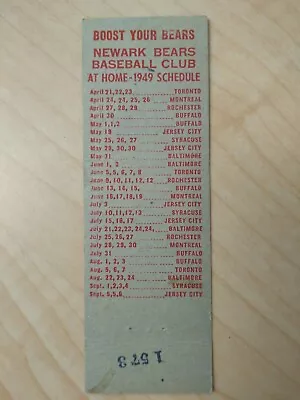 Newark Bears Baseball Club Matchbook Cover Home Schedule 1949 WNJR Radio Stadium • $24.95