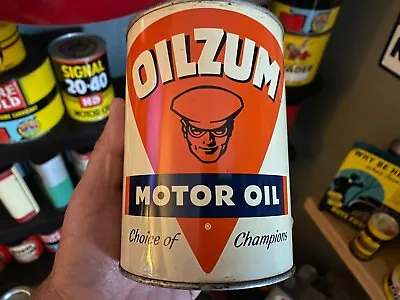 Vintage~ Full Nos~ Oilzum 1-quart Metal Motor Oil Can~ Outstanding Condition! • $598.95