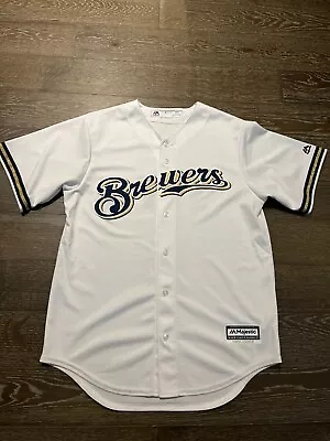 Majestic Cool Base Men’s Milwaukee Brewers White Jersey Medium M Baseball NWOT • $34.99