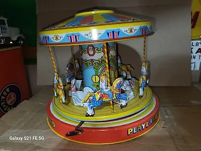 Nice Vintage Chein Tin Wind Working Up Playland Merry Go Round Carousel  • $259.99