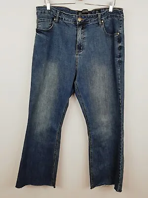 [ CITY CHIC ] Womens Blue Harley High Waist Fray Hem Ankle Jeans | Size AU 20 • $65