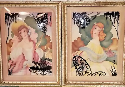 Pair Of Lithographs With Convex Glass Frames - Morris & Bendien - Art Deco • $50