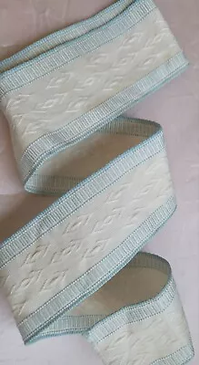 Wide Vintage Ribbon Trim Grossgrain White  Blue 29  • $6.99