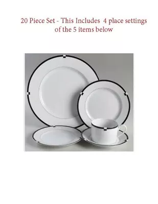 Brand NEW 20 Piece Mikasa Midnight L5542 Fine China Set - 4 Place Settings • $250