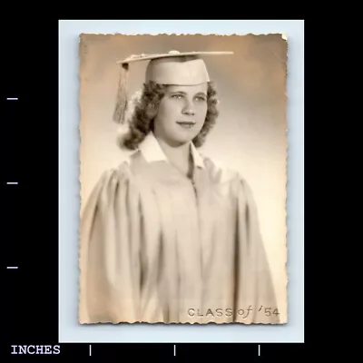 Vintage Photo WOMAN GRADUATION CAP AND GOWN 1954 • $3