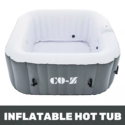 4 Person Inflatable Spa Tub Portable Square Bathtub For Patio Garden More Gray • $362.04