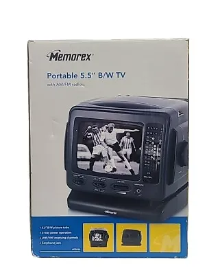 Memorex MT0550 Portable 5.5” B / W TV Radio Gaming Tailgating Complete In Box • $30