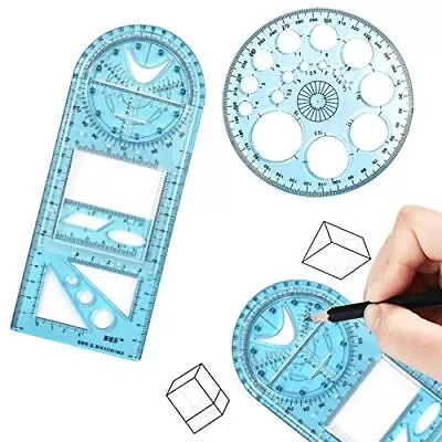 Multifunctional Geometric Ruler 2 Pcs Geometric Drawing Template Measuring T... • $17.52