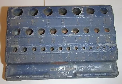 Vintage 1950s Craftsman Blue Metal Drill Bit Stand 29-Hole Caddy • $34.99