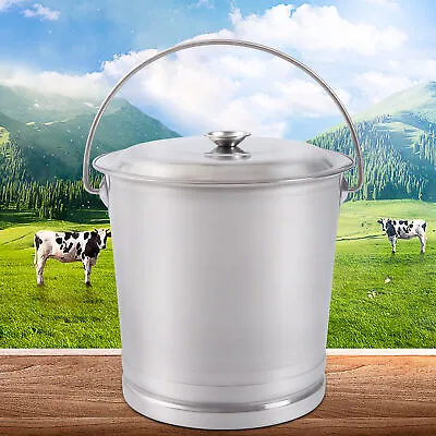 8L/14L Stainless Steel Milk Bucket Wine Pail Bucket Oil Milk Container With Lid • $34.78