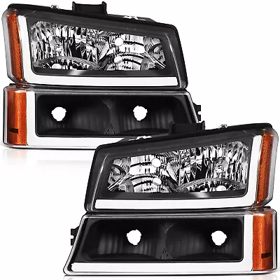 Fit For 2003-2006 Chevrolet Silverado 1500 2500 Black Headlights Headlamps Pair • $126.99