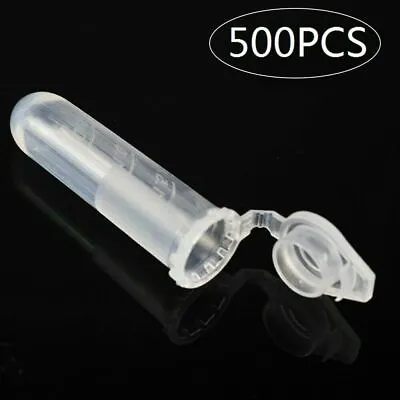 500PCS 1.5/2ml Micro Centrifuge Tube Vial Clear Plastic Vials Container Snap Cap • $22.99