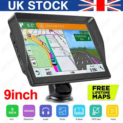 9'' Car Truck Sat Nav GPS Navigation 8GB Free Lifetime UK&EU Maps Touch Screen • £68.89
