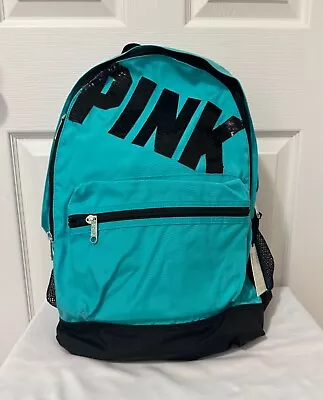 NWT Victoria Secret PINK Neon Teal Campus Backpack Laptop Book Bag • $60