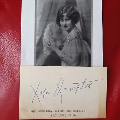 Hope Hampton SIGNED Autograph Card   Silent Film Actress  Opera Singer  • $26