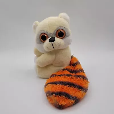 Toy Factory Raccoon Plush 8  Stuffed Animal Toy Big Eyes Orange Gray Big Tail  • $20