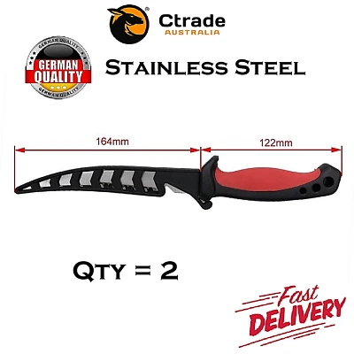 $22.95 • Buy 2x FILLET FISHING HUNTING KNIFE BAIT Willow Blade Knife Stainless Steel