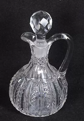 $35.20 • Buy (2) Vintage Anchor Hocking DIAMOND & ZIPPER Pressed Glass CRUETS W/ Stoppers 6 H