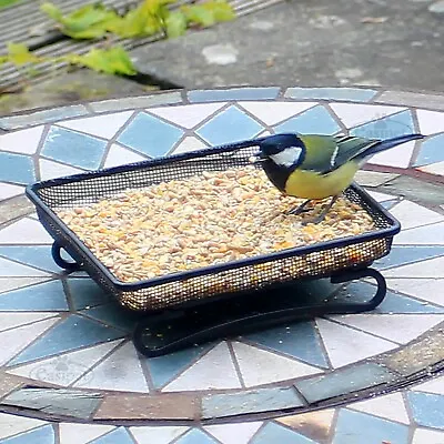 Wild Bird Feeder Tray Raised Ground Feeding Table Metal Micromesh Floor Compact • £6.99
