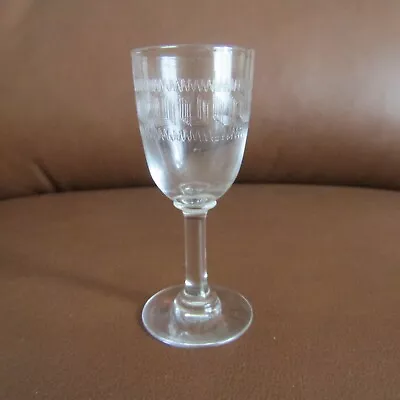 A Small Edwardian Liqueur Glass In The Greek Key Pattern Needle Etched VGC • £5.75